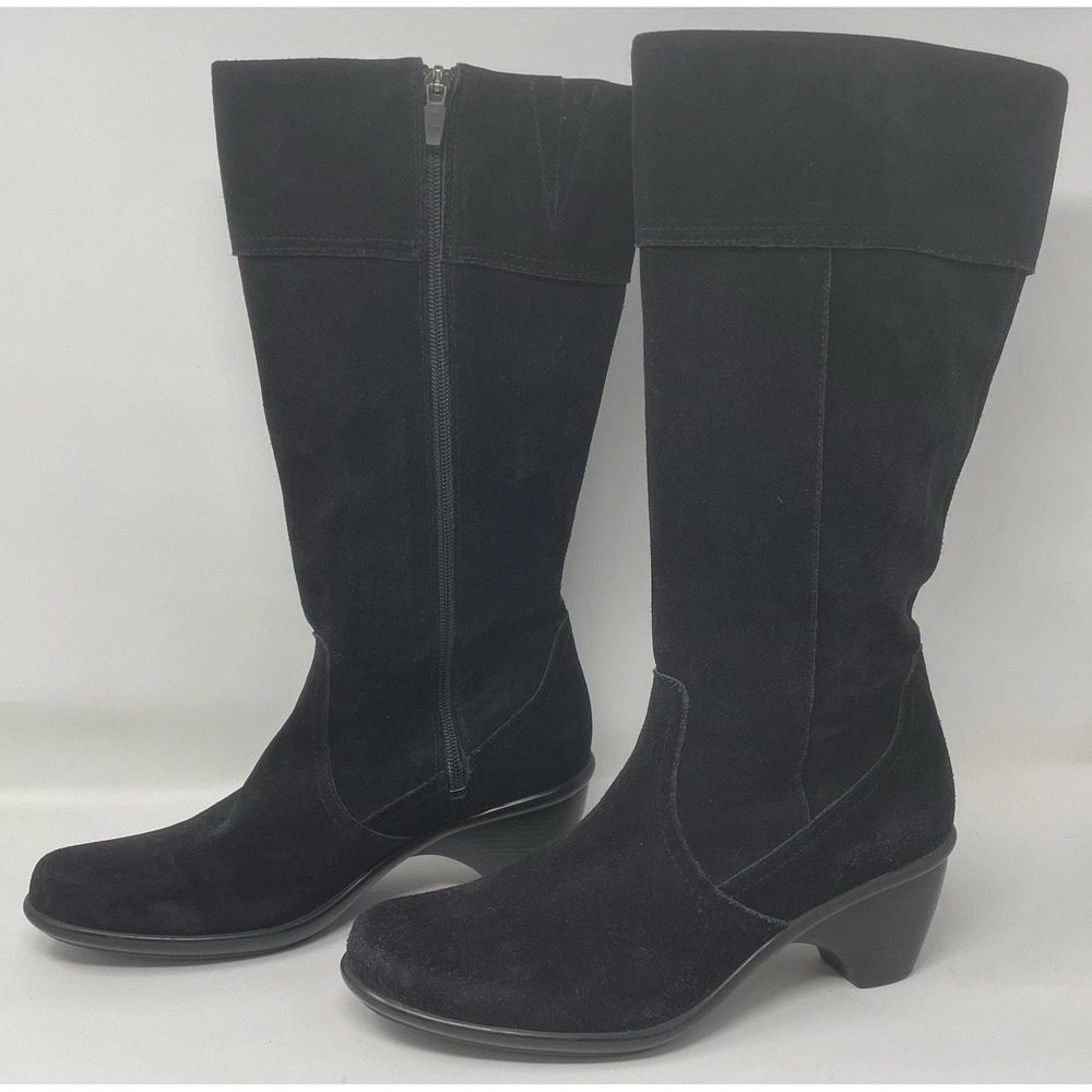 Dansko Women's Black Suede Tall Knee High Boots Side Zip Size 41